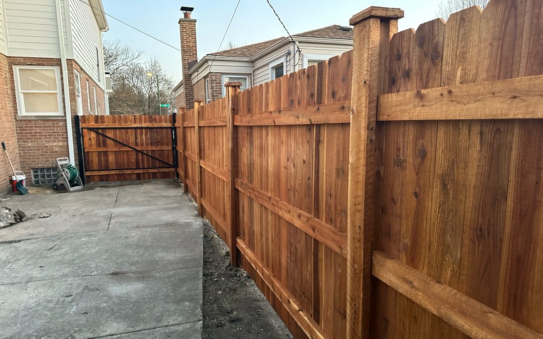 All of our new cedar fences are built with heartwood cedar posts, the best material possible